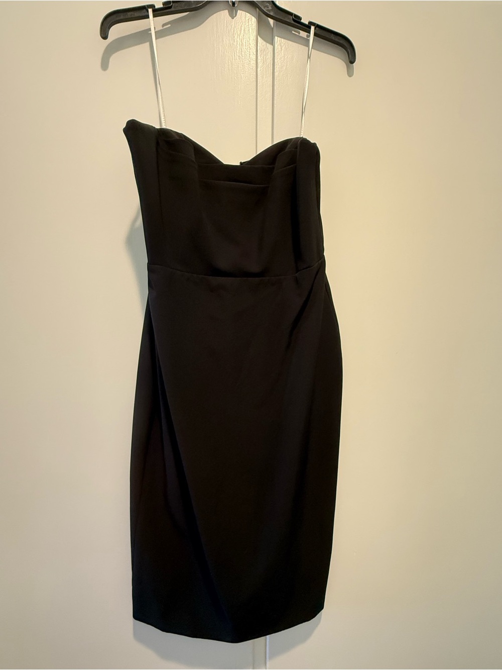 Marchesa Notte Strapless Black Mesh Corset Back Cocktail Sheath Dress